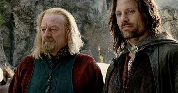 Aragorn mit Theoden am Dimholt